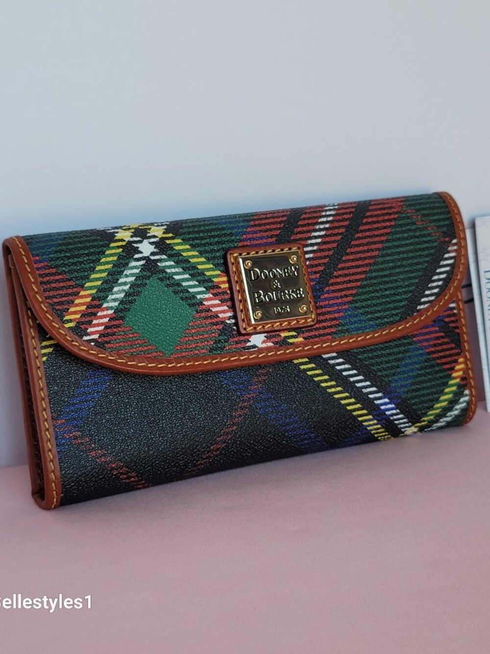 DOONEY & BOURKE Windsor Tartan Print Continental Clutch Wallet–Charcoal multi⭐ - Picture 3 of 16